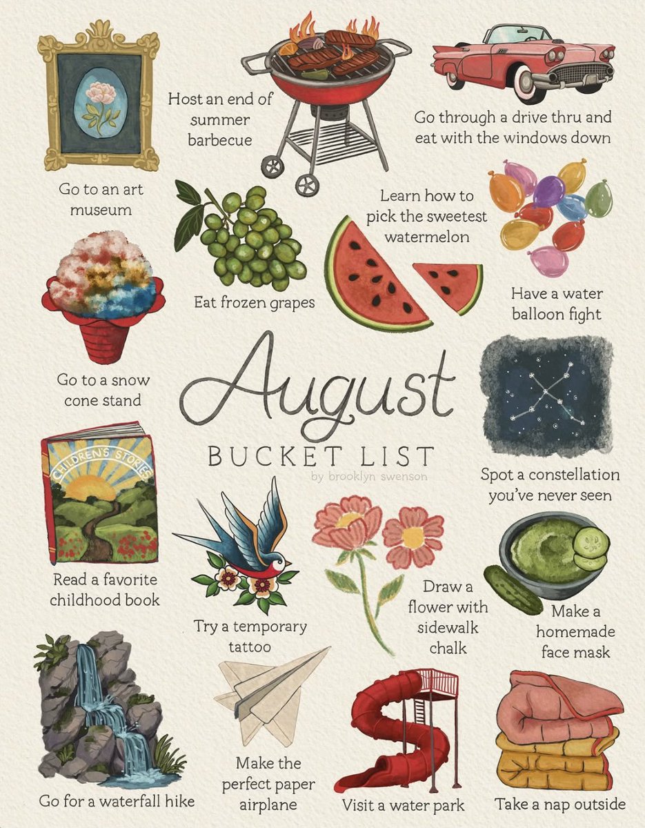 August Bucket List by Brooklyn Swenson