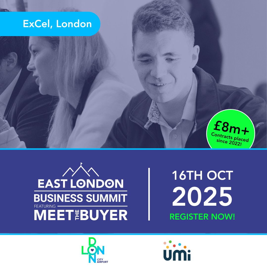 Join 400+ decision makers at the East London Business Summit on 16 Oct @ ExCeL London. 

🔥Why exhibit?
• Connect with buyers
• Build partnerships 

Bonus:
💼 Meet procurement teams
🎓 Expert seminars on funding, customer growth &amp; local opportunities
🔗 ow.ly/vC9V50Wp4oZ