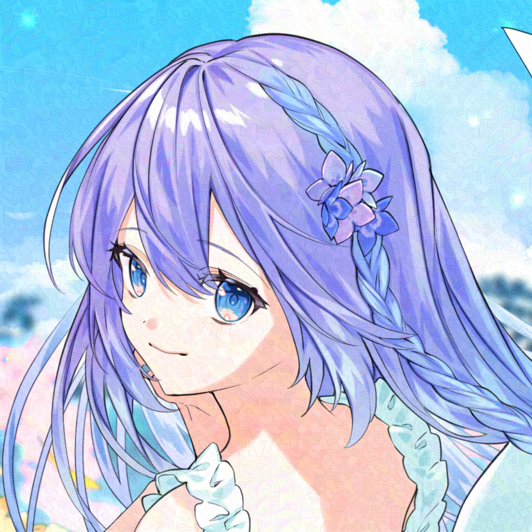 絵　ワンちゃんと紫陽花 絵 ワンちゃんと紫陽花
