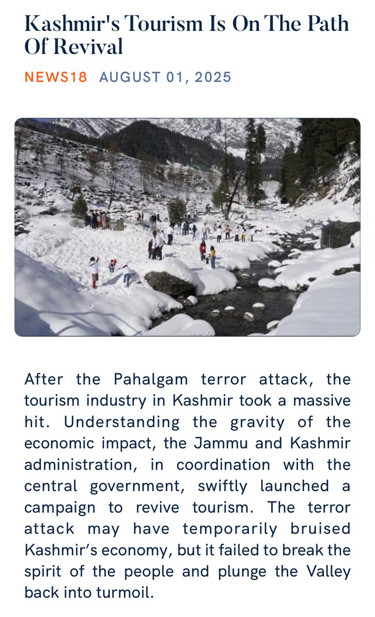 Kashmir's Tourism Is On The Path Of Revival
 news18.com/opinion/opinio…

via NaMo App