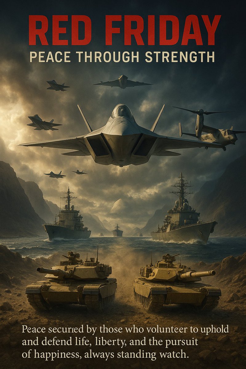 🇺🇸 RED FRIDAY 🇺🇸
Peace isn’t passive, it’s protected.
We honor those who stand ready to defend life, liberty, and the pursuit of happiness.
Always standing watch.
Thank you to those currently on watch. 
#RedFriday #PeaceThroughStrength #HonorTheBrave #MilitaryPride 🇺🇸🦅
#SemperFi