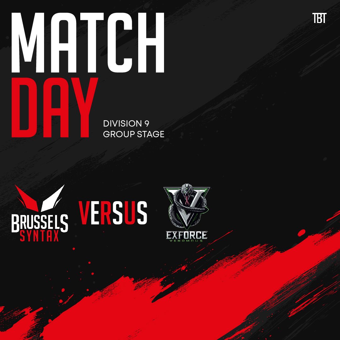 TeamSyntaxOffi's tweet image. ⚔️Brussels Syntax VS @LondonExForceG Venomous⚔️
🔴 See it live at 9.30PM CET (8.30PM UK)🔴
Caster: N/A
The remtach we have been waiting for. The only team that could beat us last season. Let's bring it home tonight!