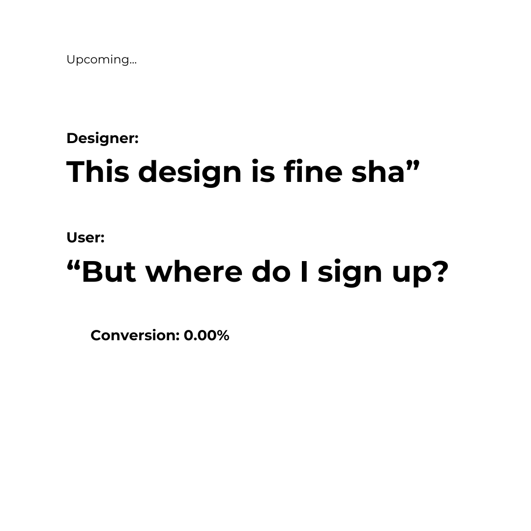 PixelAndPurpose's tweet photo. Design fine, no convert? Omo, na decoration you dey do 😭

This is product design, not party jollof.
Make it work!

#UX #UIDesign #DesignHumour #HappyNewMonth 🎉 https://t.co/Y1K9Ki6Wmf