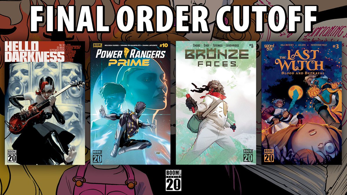 Get amped—this new curation of spine-chilling stories is sure to rock you! Be sure to pre-order HELLO DARKNESS #14 before the cutoff this Monday, August 4th!
 
Other upcoming hits to add on include THE LAST WITCH: BLOOD &amp; BETRAYAL #3, BRONZE FACES #5, and POWER RANGERS PRIME #10!
