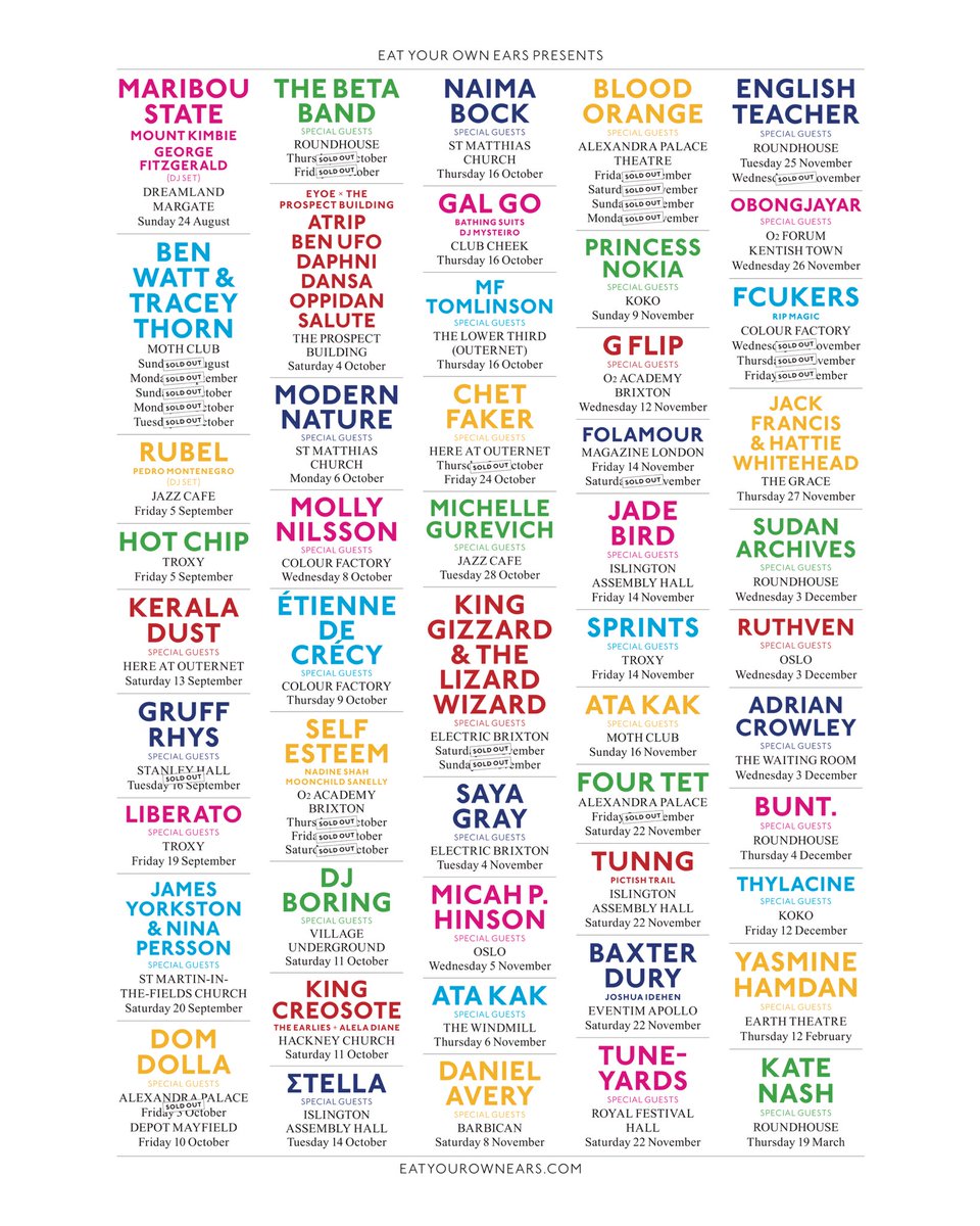 🩷🩵💛💚❤️💙

All tickets &amp; waitlists at eatyourownears.com