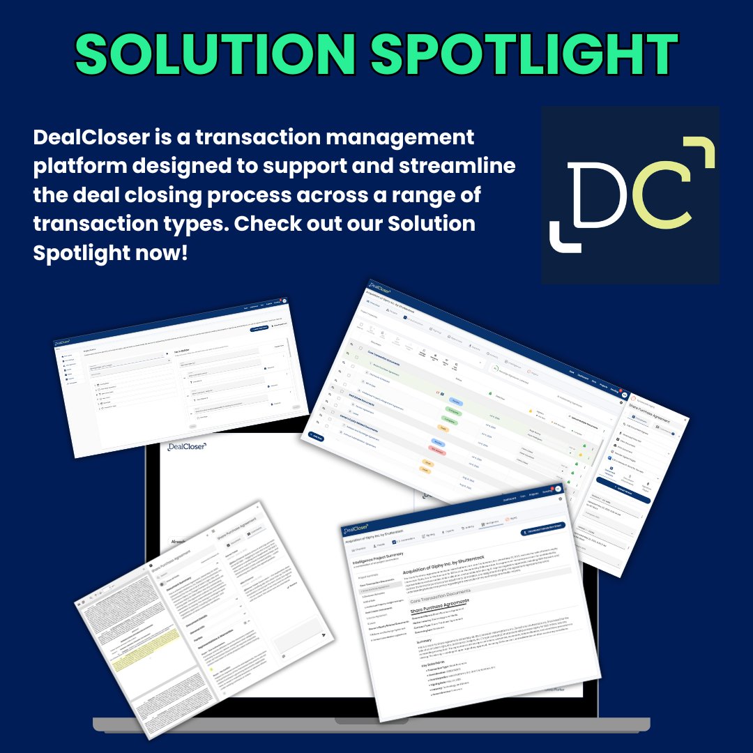 DealCloser is a transaction management platform designed to support and streamline the deal closing process across a range of transaction types. Check out our Solution Spotlight now!

Learn more: hubs.li/Q03zX1nV0

#legaltech #LTH #SolutionspotlightLTH #SupportandStreamline