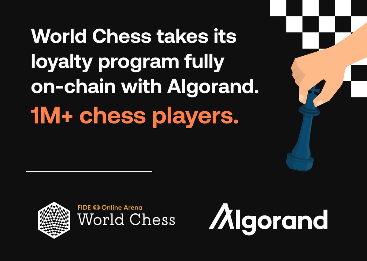 Ⱥlex | france.algo 🇫🇷 (@algerstmehn) on Twitter photo 🚨 JUST IN: <a href="/theworldchess/">World Chess</a>'s FIDE Online Arena, the official online chess platform of <a href="/FIDE_chess/">International Chess Federation</a>, is launching a fully on-chain loyalty program on Algorand for 1M+ players.
MASSIVE! 🚨 JUST IN: <a href="/theworldchess/">World Chess</a>'s FIDE Online Arena, the official online chess platform of <a href="/FIDE_chess/">International Chess Federation</a>, is launching a fully on-chain loyalty program on Algorand for 1M+ players.
MASSIVE!