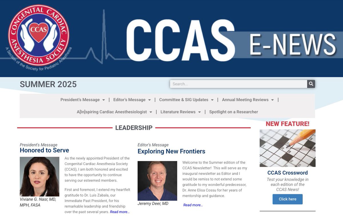 The Summer 2025 edition of the CCAS E-NEWS has been published. Check out this issue packed with messages from leadership, committee &amp; SIG updates, Annual Meeting reviews, and much more!
ow.ly/xpWQ50Wyb8W
#PedsCards #MedicalUpdates