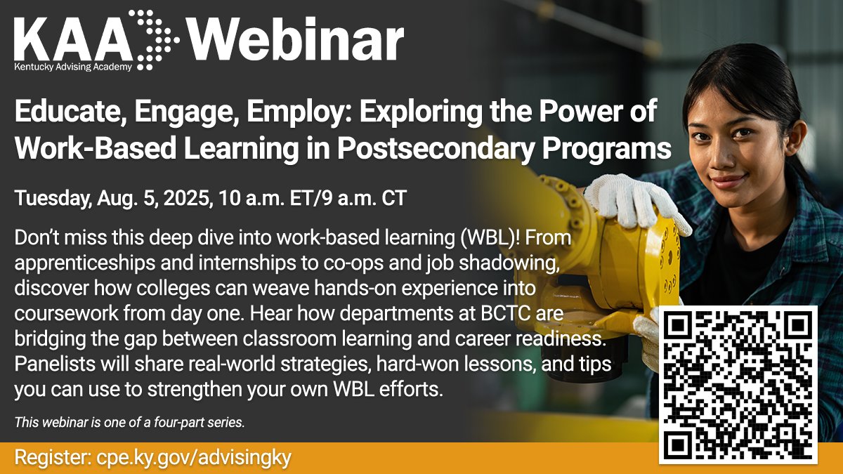 Don't miss our FREE webinar on August 5th! Discover how work-based learning transforms student success &amp; career readiness. Join BCTC's Work-Based Learning team for insights! 

Scan the QR code or follow the link to register!