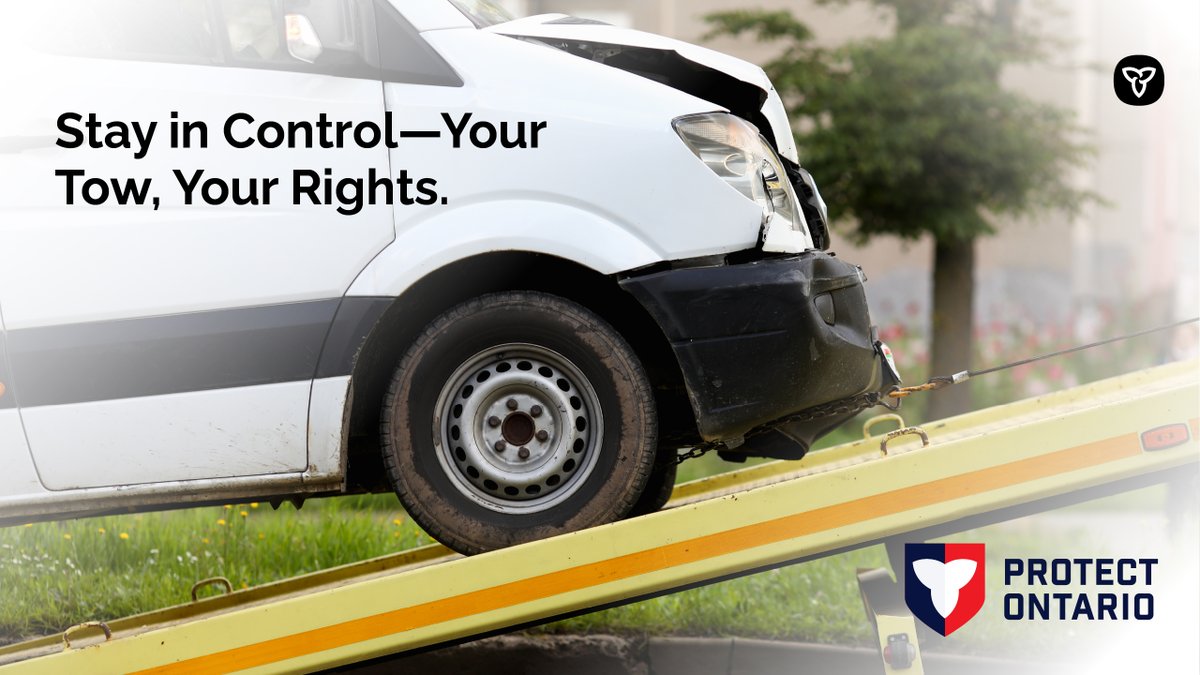 Summer road trip? Know your rights if you need a tow in Ontario:

✅ You choose the tow &amp; destination
✅ Rates must be shared upfront 
✅ Access your vehicle anytime 

Learn more: Ontario.ca/page/know-your…