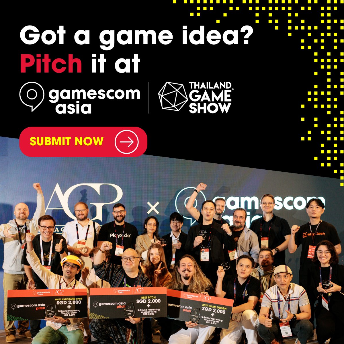 gamescom asia x Thailand Game Show, in partnership with Agora Gaming Partners, is inviting indie studios to pitch live at the upcoming Pitch Competition!

Learn more: gamescom.asia/conference/pit…