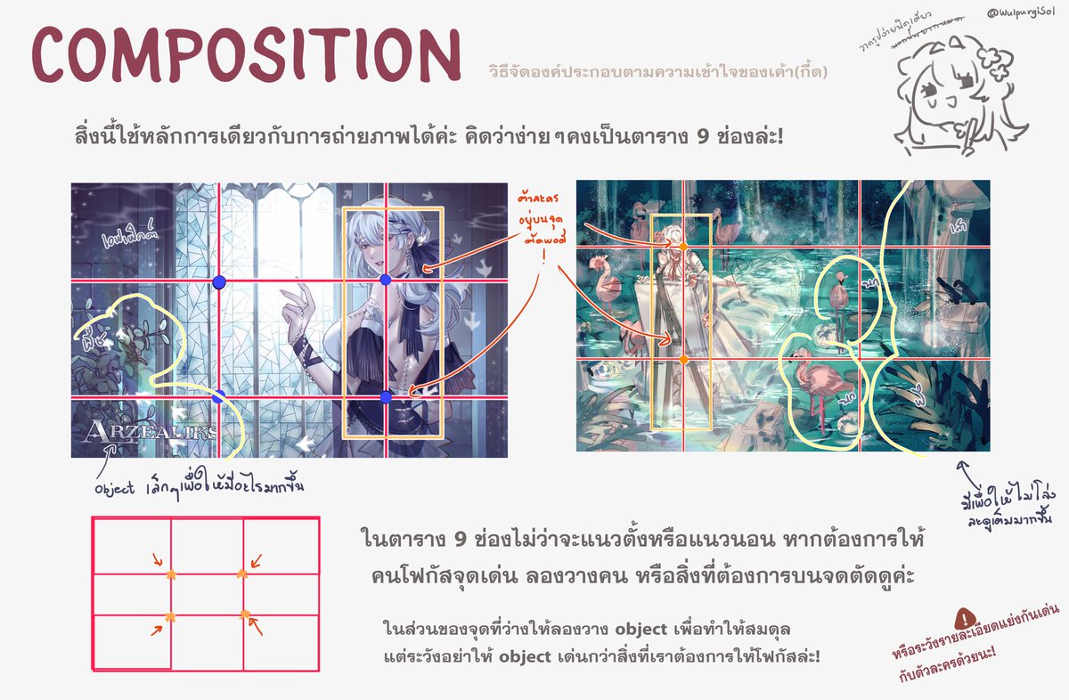 WulpurgiSol's tweet photo. อันนี้เป็นการจัดองค์ประกอบภาพแบบที่นุทำบ่อยๆในงานค่ะะ! เรียกว่าใช้กับแทบทุกงานที่วาดเลยยกเว้นงานจำพวกโคลสอัพ 😭😭😭

(แต่สารภาพว่าริงๆเป็นคนที่มูฟออนจากการวางสามเหลี่ยมยากมาก(???))

#อนุญาตให้ถามเทคนิคการวาด https://t.co/QUlWRVerwK