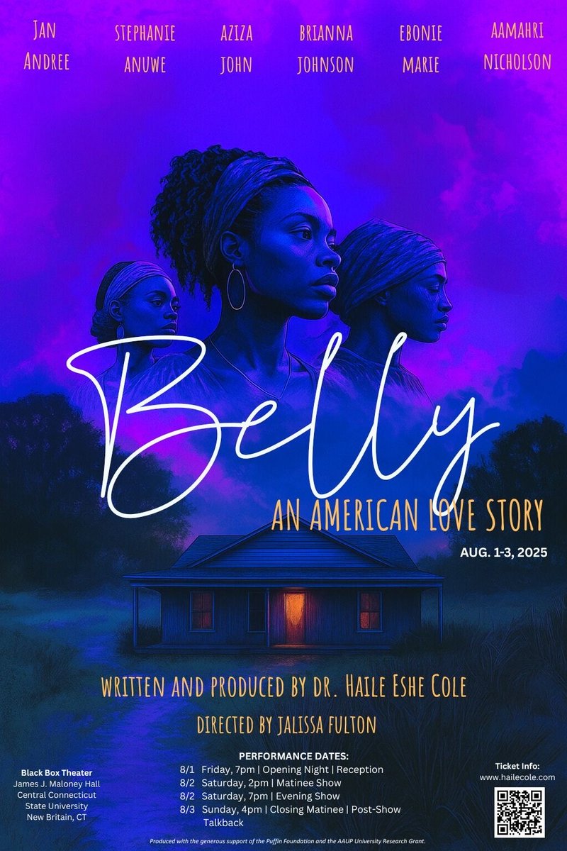 Opening tonight! Ebonie Marie ’25 stars as Mother in Belly: An American Love Story: a choreopoem exploring Black womanhood, motherhood &amp; healing. Aug. 1–3 at the Black Box Theater in New Britain, CT. #BellyTheShow #UConnArts #SFAAlumni