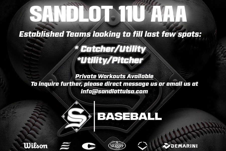 Gunner Glad (@g_glad11) on Twitter photo My 11u team is looking for 2!!
<a href="/TheHuey25/">Houston Glad</a> (Johnson's team last year) added 1 and is looking for 1!
Dm me or email info@sandlottulsa.com My 11u team is looking for 2!!
<a href="/TheHuey25/">Houston Glad</a> (Johnson's team last year) added 1 and is looking for 1!
Dm me or email info@sandlottulsa.com
