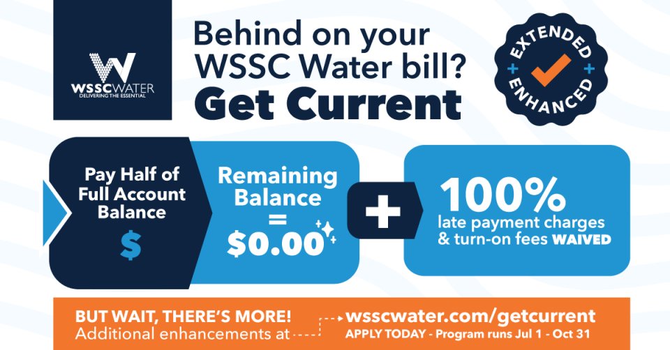 Take Advantage of the Get Current Program!

If your water bill is delinquent as of June 1, you may qualify to have part of your balance forgiven through our temporary bill assistance program.

Don’t miss out — visit wsscwater.com/getcurrent to learn more!
