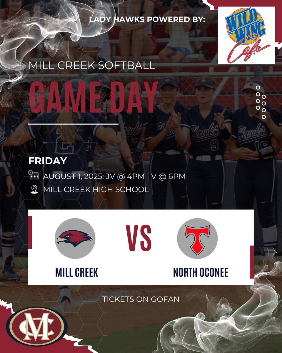 GAME DAY
🆚North Oconee
📍Mill Creek
⏰JV @ 4PM | V @ 6PM

Go Hawks!!!