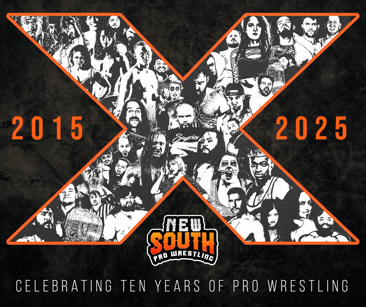 Happy Birthday to the #BestInTheSouth
10 Years Ago TODAY we started this crazy thang that changed Indie Professional Wrestling in the South forever! We will be releasing this shirt at ANNIVERSARY X celebrating the amazing talent that has come through the doors! 
 Some of these