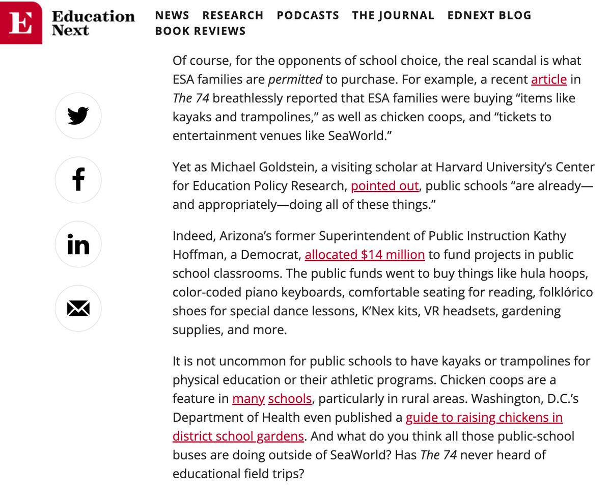 This "journalist" doesn't know that public schools spend money on field trips to zoos and SeaWorld, is shocked to find out that private school kids and homeschoolers go on field trips too.

Imagine being this bad at your job.

educationnext.org/education-choi…