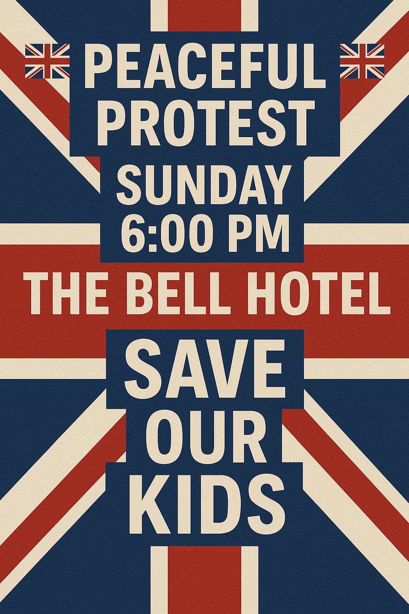 Bell Hotel Epping Protest ๐ด๓ ง๓ ข๓ ฅ๓ ฎ๓ ง๓ ฟ (@eppingsaysnoo) on Twitter photo ๐จ Join Us This Sunday
๐ The Bell Hotel
๐ 6:00 PM
Weโre coming together for a peaceful protest โ to stand for whatโs right and help create real change. Your voice matters. Letโs make it heard. SEND THEM HOME! ๐ด๓ ง๓ ข๓ ฅ๓ ฎ๓ ง๓ ฟ
#epping #bellhotel #protest #england #saveourkids ๐จ Join Us This Sunday
๐ The Bell Hotel
๐ 6:00 PM
Weโre coming together for a peaceful protest โ to stand for whatโs right and help create real change. Your voice matters. Letโs make it heard. SEND THEM HOME! ๐ด๓ ง๓ ข๓ ฅ๓ ฎ๓ ง๓ ฟ
#epping #bellhotel #protest #england #saveourkids