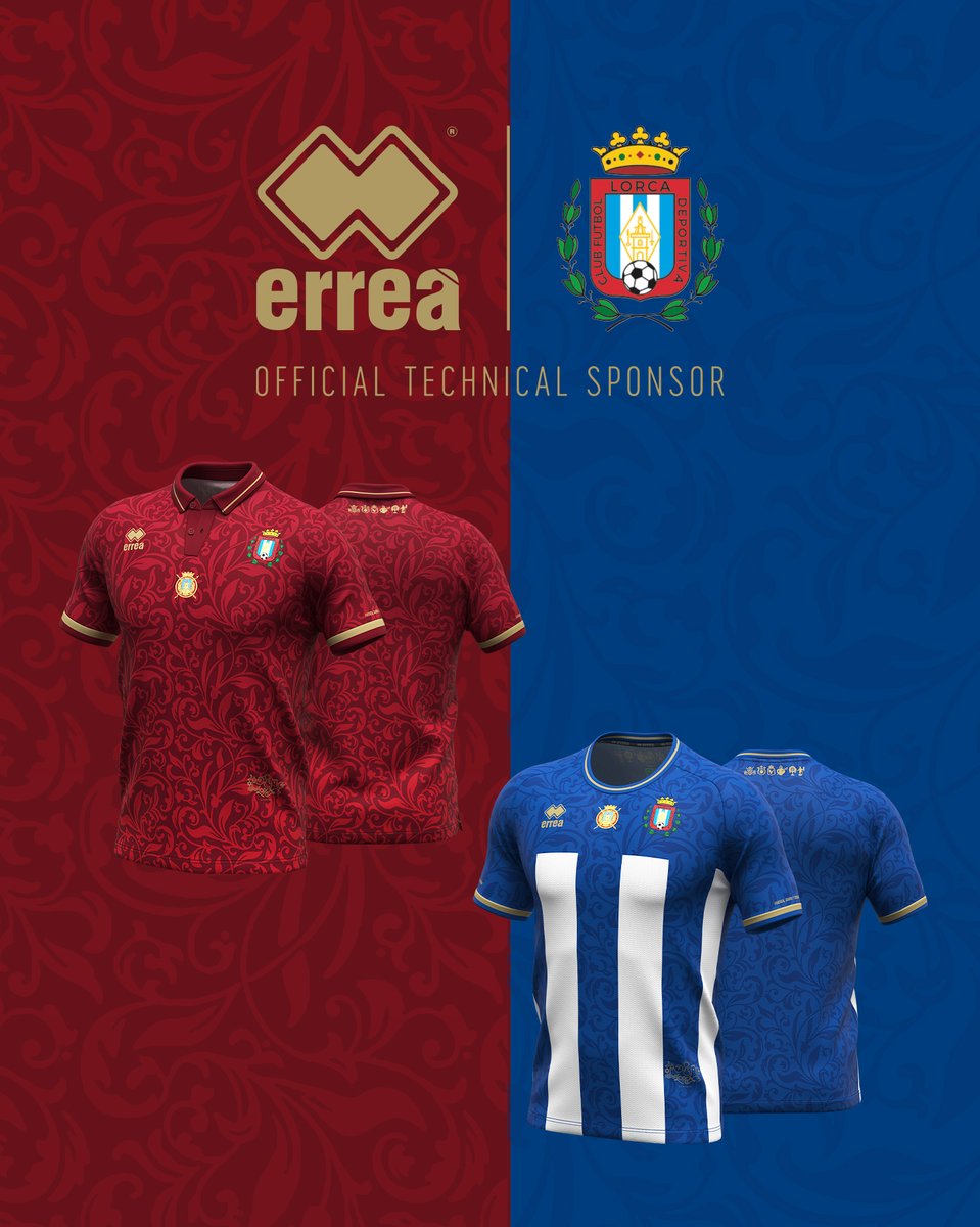 Erreà Sport (@erreaofficial) on Twitter photo Majestuosidad y pertenencia: ¡presentadas las camisetas 25/26 del <a href="/lorcadeportiva/">Lorca Deportiva</a>!
Azul floral y rayas blancas para la Home. Líneas doradas realzan las mangas y el cuello.
Burdeos profundo con acabados en negro y dorado para la Away.
#ErreàSport #SoloySiempreLorcaDeportiva Majestuosidad y pertenencia: ¡presentadas las camisetas 25/26 del <a href="/lorcadeportiva/">Lorca Deportiva</a>!
Azul floral y rayas blancas para la Home. Líneas doradas realzan las mangas y el cuello.
Burdeos profundo con acabados en negro y dorado para la Away.
#ErreàSport #SoloySiempreLorcaDeportiva