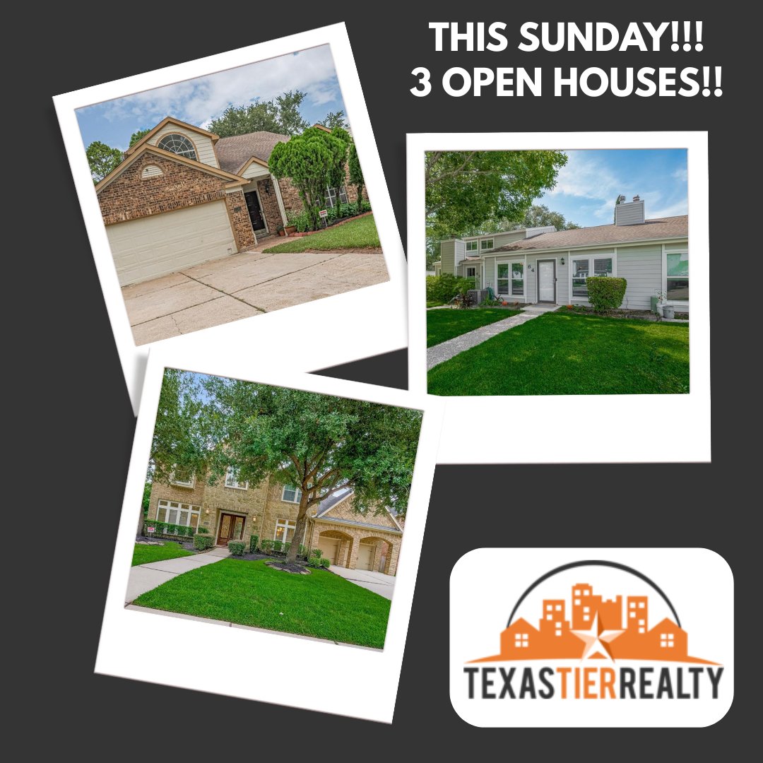 TexasTierRealty's tweet image. We have THREE open houses this Sunday!!! 

64 Hideaway Dr, Friendswood, TX
12pm - 1:30pm

16226 Breakwater Path Dr, Houston, TX
12pm - 2pm

1325 Indian Autumn Trce, Houston, TX
12pm - 3pm

#openhouse #openhouses #openhousesunday #househunting #housegoals #friendswoodtx #houstontx