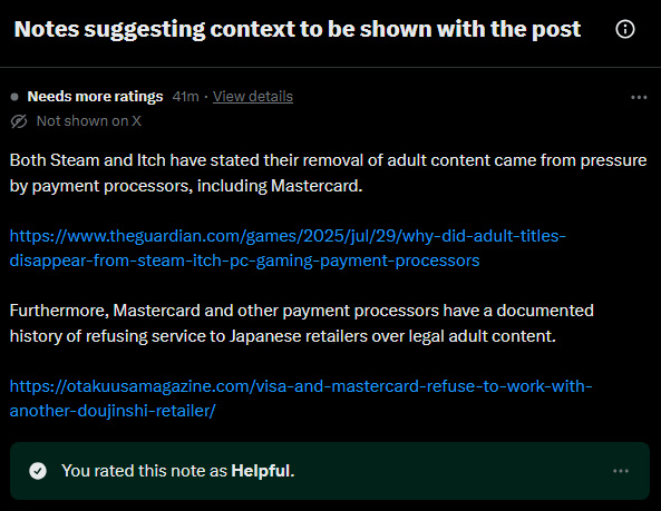 ChibiReviews's tweet image. Mastercard's post is being flooded with Community Notes proving how they are liars

Posting this screenshot to help spread awareness