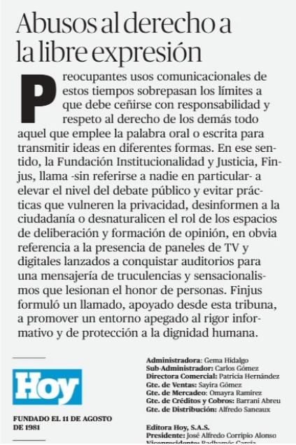 Les compartimos el Editorial del periódico Hoy-viernes 1 de agosto 2025. hoy.com.do