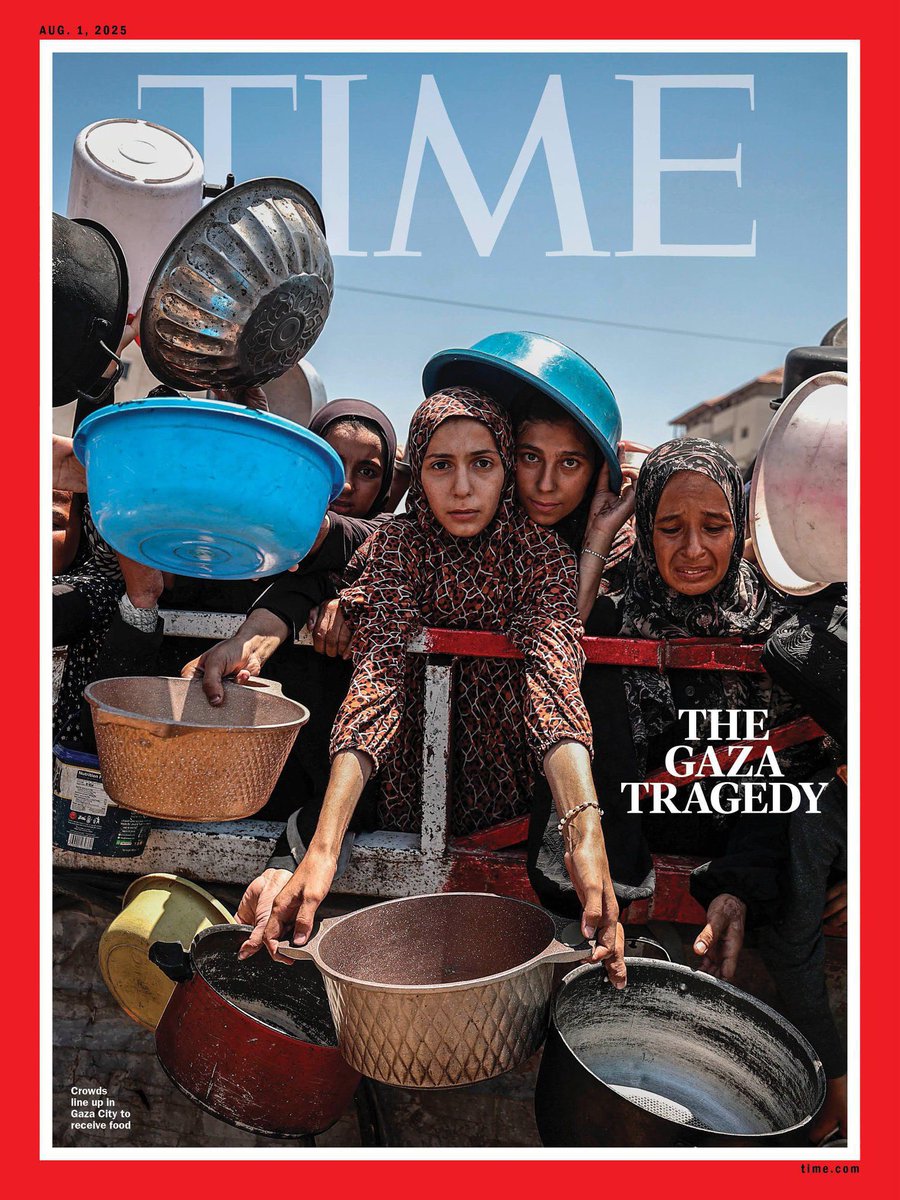 serdarkaragoz's tweet photo. Israel's ongoing attacks and its tight blockade restricting humanitarian aid are deepening the hunger crisis in the Gaza Strip.

One of the world’s leading news magazines, TIME, features an Anadolu photograph on this week’s cover, bringing global attention to the humanitarian catastrophe unfolding in Gaza.

📸 @alijadallah66