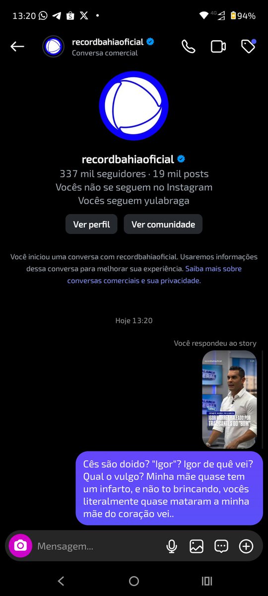IgorNery95's tweet photo. @recordtvoficial @balancogeral #balancogeral não é por nada não, mas quando colocarem uma notícia no ar, coloquem nome e sobrenome ou vulgo ou qualquer referência da pessoa. Minha mãe já teve varios infartos na vida e quase embarca agora por causa do sensacionalismo de vcs... https://t.co/6drGpeq5oU