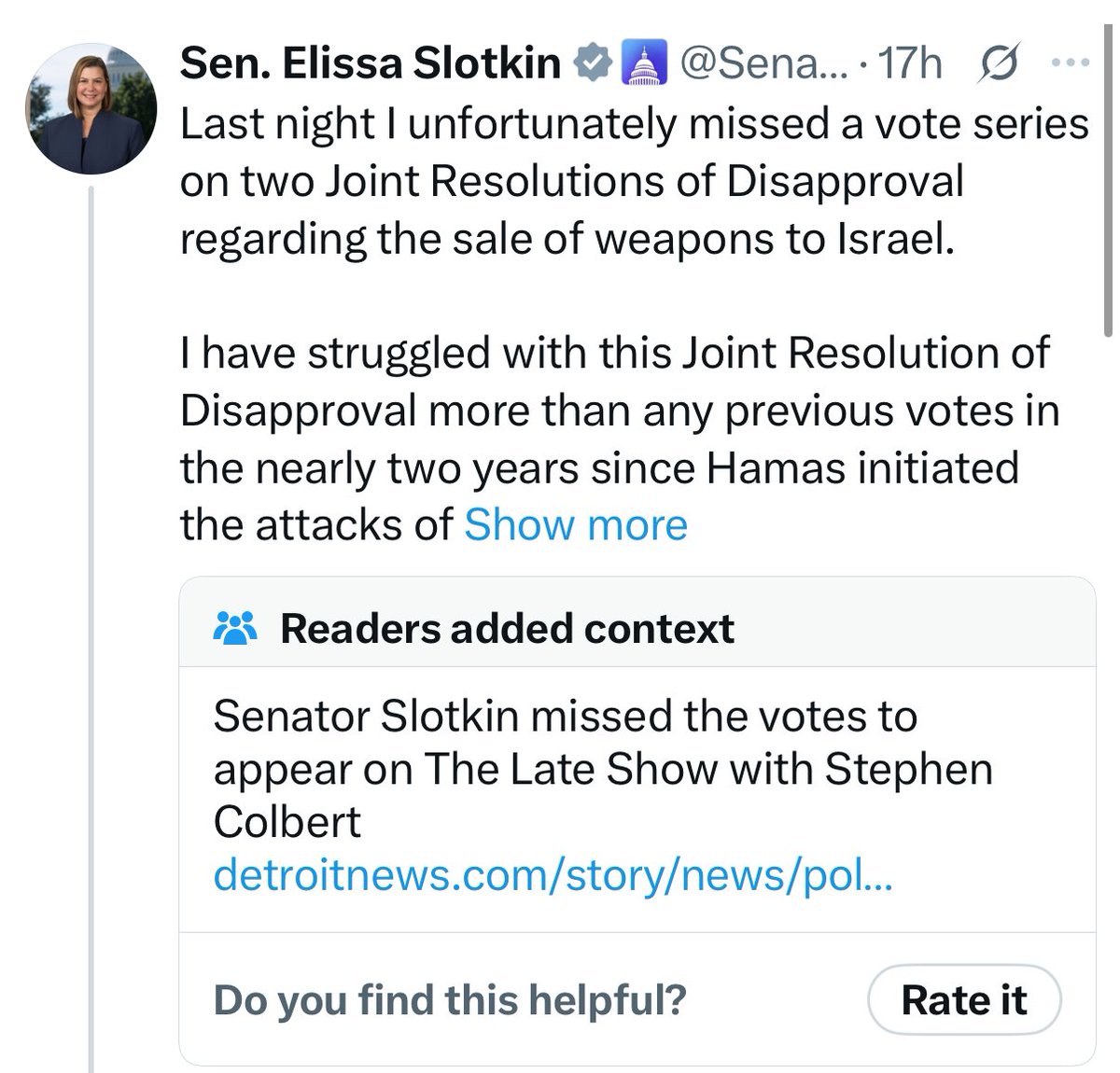This Community Note is brutal

Democrat Senator missed votes so she can appear on TV

I wonder what her constituents think of that?