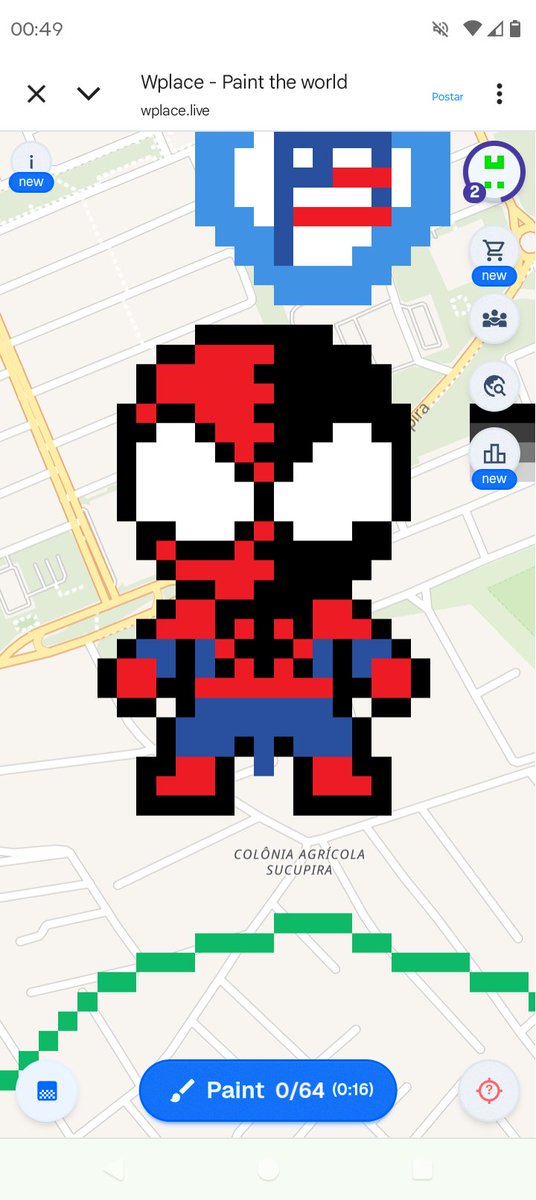 Super_Navolhado's tweet photo. @Mittolie Fizeram um homem aranha em Brasília e eu coloquei esses dois pixels só pra dar um toque https://t.co/3BiNOlYuhY