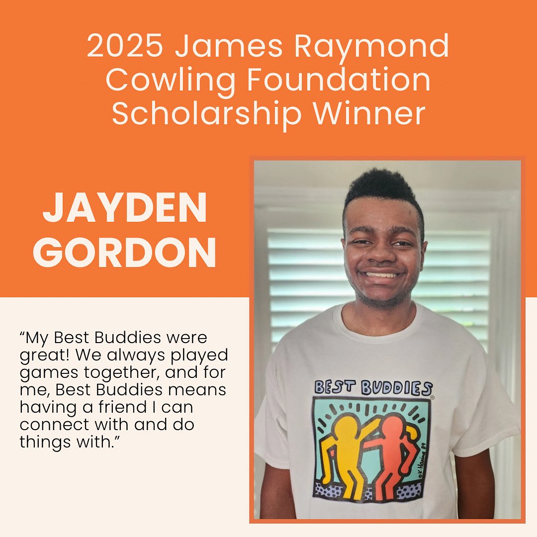 Congratulations to buddy Jayden Gordon for winning the 2024/2025 James Raymond Cowling Foundation Scholarship!🎉🏆

Way to go, Jayden!🌟

#bestbuddies #bestbuddiescanada #friendship #inclusion #scholarship #volunteer