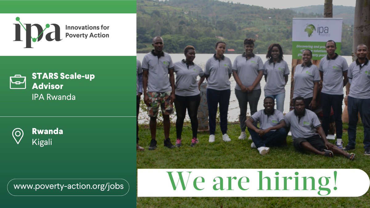 IPA Rwanda, with the <a href="/Rwanda_Edu/">Ministry of Education | Rwanda</a> and its affiliated agencies, is seeking a STARS Scale-up Advisor to help the Ministry and all affiliated stakeholders to advance the revised national imihigo scale-up plans and strategies.
The STARS Scale-up Advisor will be embedded in <a href="/REBRwanda/">Rwanda Basic Education Board</a>-