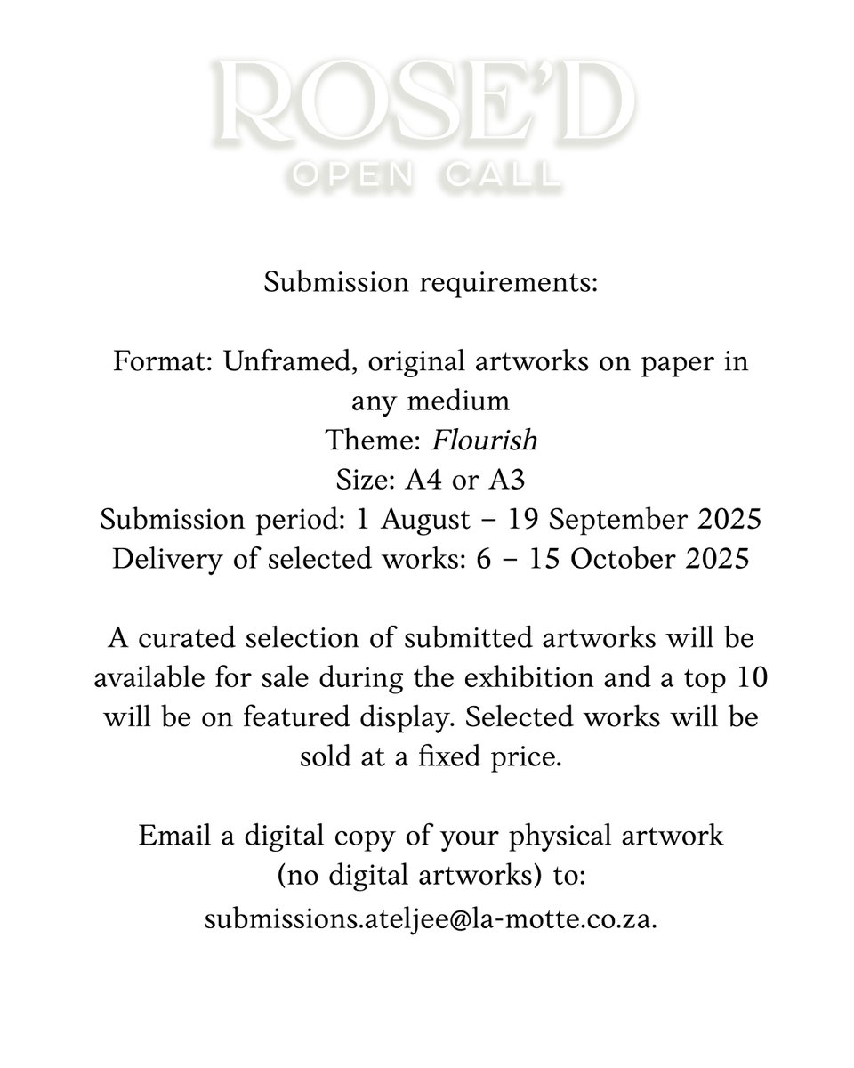 The beautiful Hanneli Rupert roses that have become almost synonymous with La Motte, are also the inspiration behind a wonderful new art exhibition and exciting opportunity for artists to take part in the estate's next exhibition, entitled ROSE'd.  la-motte.com/blogs/news/la-…