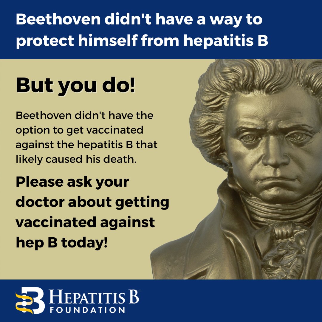 Beethoven wasn't able to protect himself against #hepatitisB through vaccination, but you &amp; your family can!

💉Check out our easy-to-use vaccine schedules➡️  ow.ly/EUza50NIvUT

💡Learn about Beethoven's DNA analysis indicating he had #hepatitisD ➡️ow.ly/4j8z50NIzJ4
