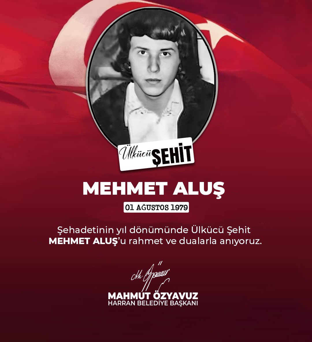 Şehadetinin yıl dönümünde Ülkücü Şehit Mehmet Aluş'u rahmet ve dualarla anıyoruz. 🇹🇷

Ruhu şad, Mekanı cennet olsun.