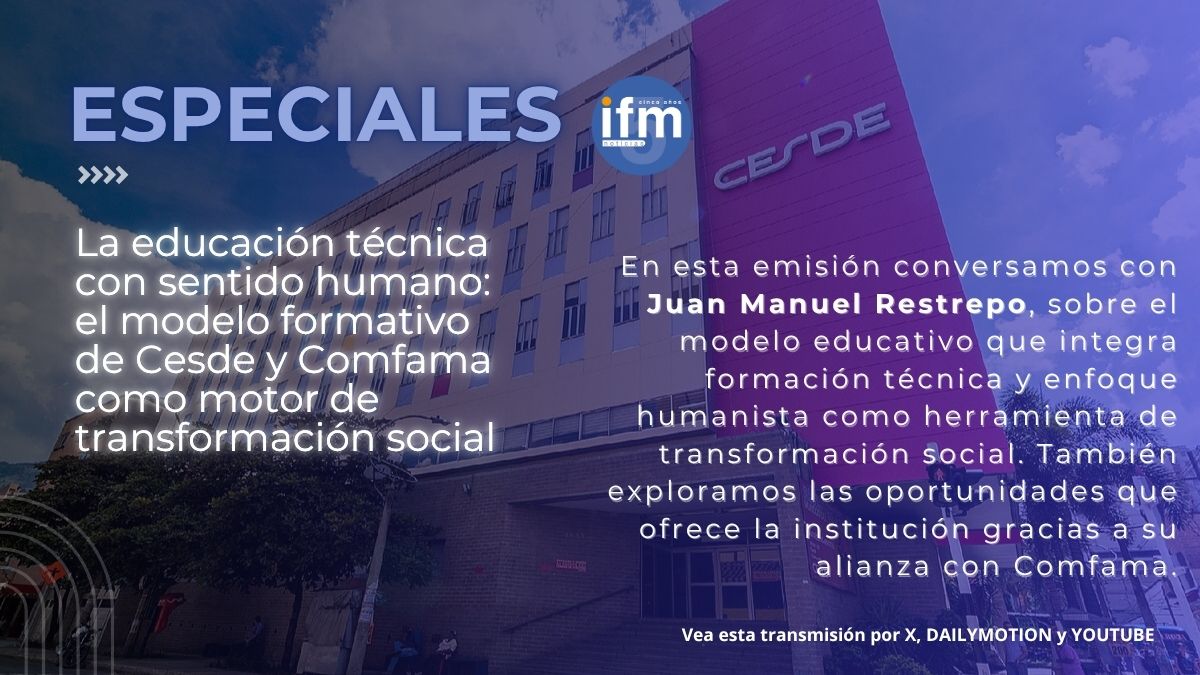 (EN VIDEO) ESPECIALES IFMNOTICIAS: educación técnica con enfoque humano: el modelo de CESDE como parte del ecosistema educativo de Comfama
<a href="/Comfama/">Comfama</a> <a href="/ENCESDE/">Cesde</a> 
ifmnoticias.com/en-video-espec…