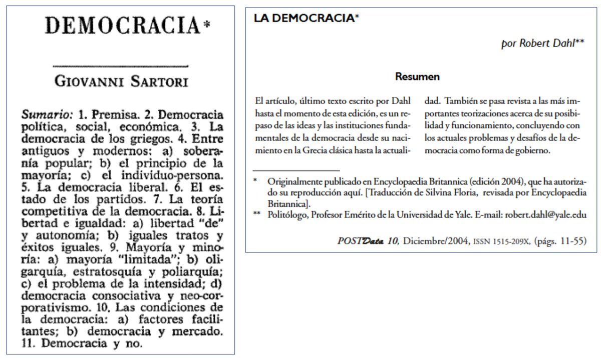 Gerardo L. Munck (@gerardomunck) on Twitter photo ¿Qué es la democracia?
Como en la discusión sobre la democracia se le da tantos significados al concepto, conviene repasar estos textos breves de dos distinguidos teóricos de la democracia.
Descarga de Sartori: teologiayvida.uc.cl/index.php/rcp/…
Descarga de Dahl: sociologiacritica.es/wp-content/upl… ¿Qué es la democracia?
Como en la discusión sobre la democracia se le da tantos significados al concepto, conviene repasar estos textos breves de dos distinguidos teóricos de la democracia.
Descarga de Sartori: teologiayvida.uc.cl/index.php/rcp/…
Descarga de Dahl: sociologiacritica.es/wp-content/upl…