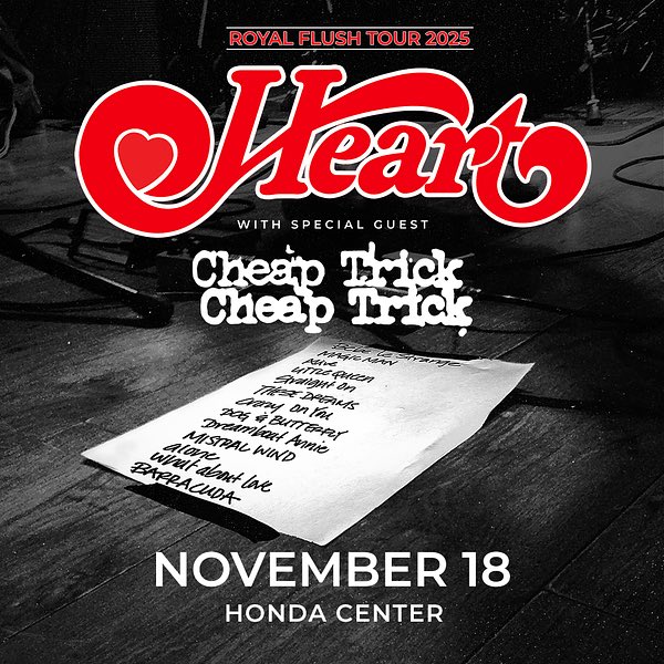 HEART is back! Catch the legendary rock band HEART with Cheap Trick, live at the iconic Honda Center in Anaheim, California, Tuesday 11/18! You won’t want to miss their only show in Southern California full of unforgettable hits. Get your tickets now at hondacenter.com