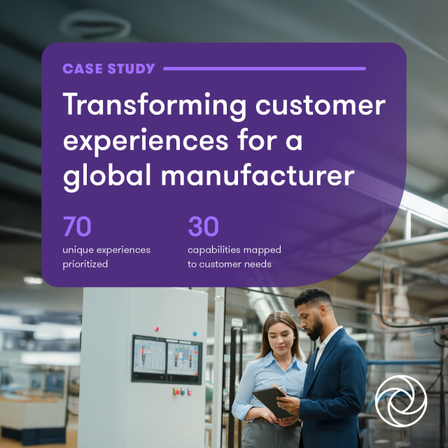Chaka95's tweet image. In 10 weeks, this #manufacturer aligned 70 #CustomerExperiences to 30 business capabilities — building a clear, ROI-backed roadmap for change. A reminder of what’s possible when you lead with the customer. See more in @GrantThorntonUS’s recent case study. bit.ly/3JcQsko
