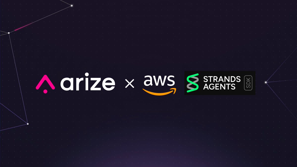 Arize AI (@arizeai) on Twitter photo 🔥new @aws blog just dropped covering how to observe and evaluate AI agentic workflows with Strands Agents SDK and Arize AX! <a href="/karan5ingh/">Karan Singh</a>
go.aws/4l4JiMB 🔥new @aws blog just dropped covering how to observe and evaluate AI agentic workflows with Strands Agents SDK and Arize AX! <a href="/karan5ingh/">Karan Singh</a>
go.aws/4l4JiMB