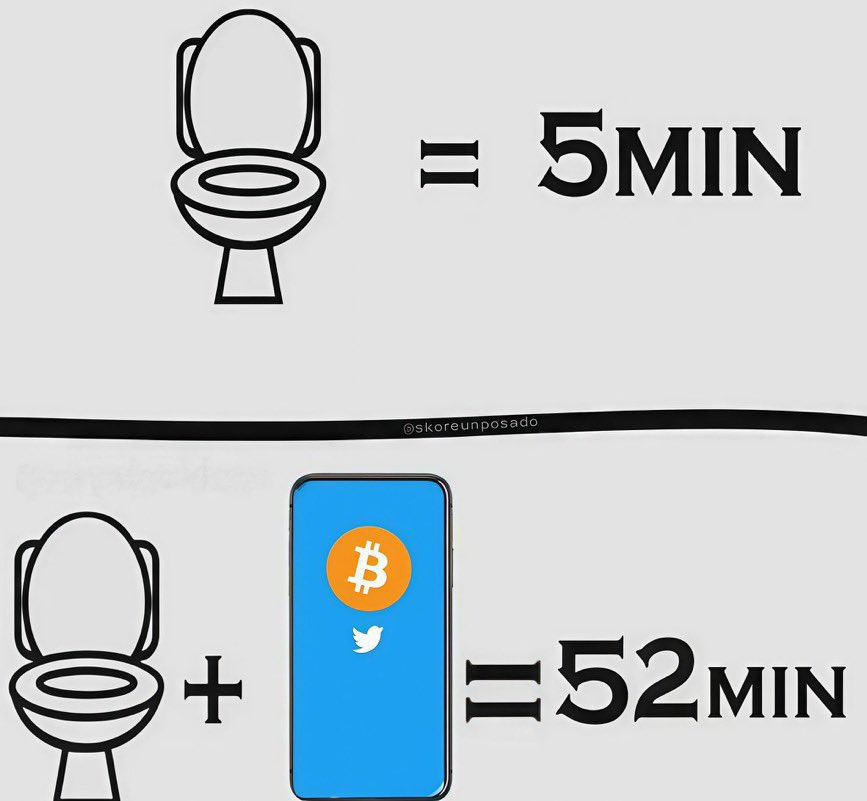 🚽+📱+ #Bitcoin= 52 Min 👀