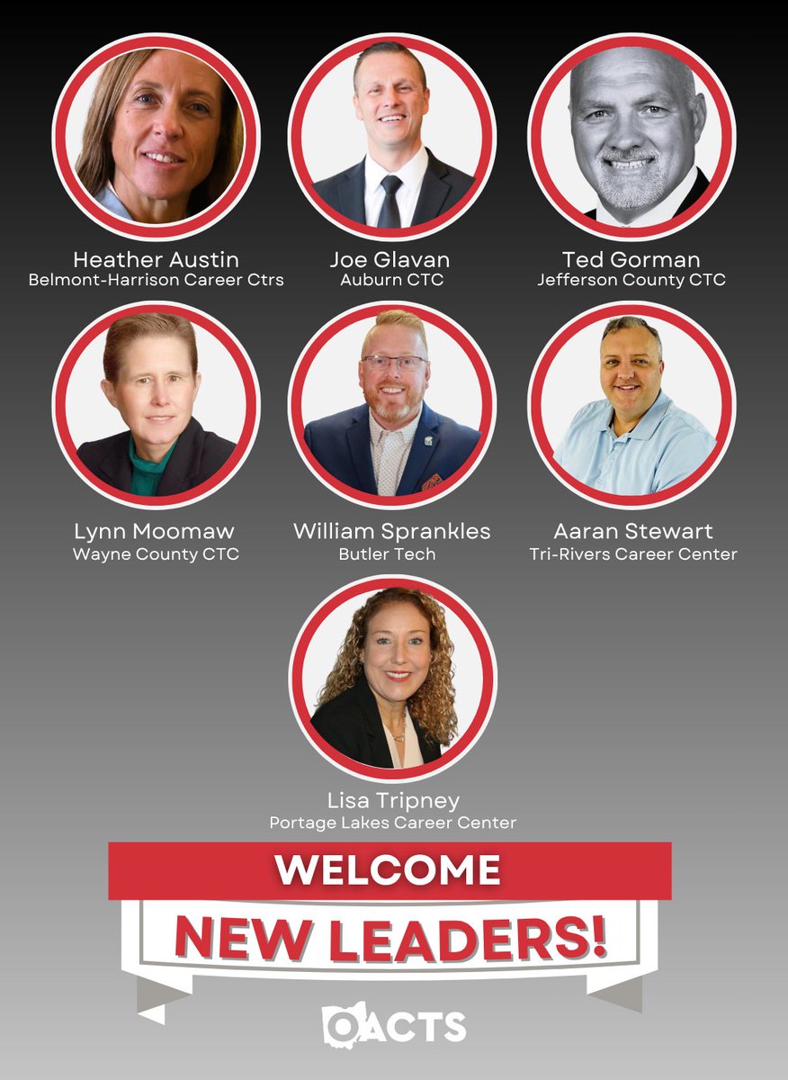 📣 Exciting news! Starting Aug 1, new superintendents join career centers across Ohio—bringing fresh vision &amp; dedication to CTE.
👏 Welcome to the OACTS family!
🔹 Auburn
🔹 Butler Tech
🔹 Wayne Co.
🔹 Belmont-Harrison
🔹 Jefferson JVSD
🔹 Portage Lakes
🔹 Tri-Rivers