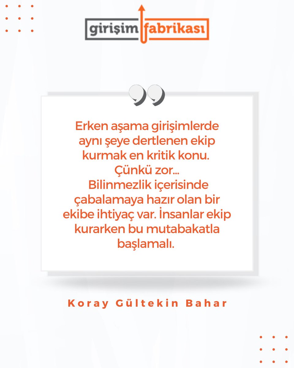 Türkiye girişimcilik ekosisteminin önemli isimlerinden ilham veren görüşleri paylaştığımız serimizin en yeni konuğu <a href="/KorayBahar/">Koray Bahar</a> ! 🌟

Girişimcilik yolculuğu, aynı hayale inanan ve bilinmezlik içinde birlikte yürüyebilecek ekiplerle mümkündür.  

Kaynak:👇
youtu.be/JtIb9Iw28WI?si…