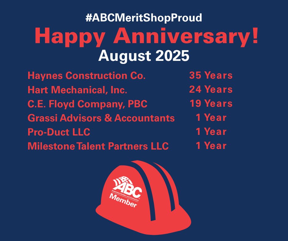 CT_ABC's tweet photo. ๐ Cheers to Our August Members! ๐
Your continued support and dedication help drive us forward, and we look forward to another year of working together to strengthen our industry!
#happyanniversary #ctabc #abcmeritshopproud #thankyou #loyalty https://t.co/yeefEhxCuE