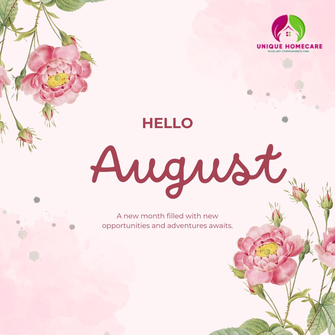 unique_hhc's tweet photo. A new month, a fresh chance to continue doing what we love.... caring with compassion, dignity, and heart.
#UniqueHomeCare #NewMonth #AugustCare #CompassionInAction https://t.co/c3lpsOWeBG