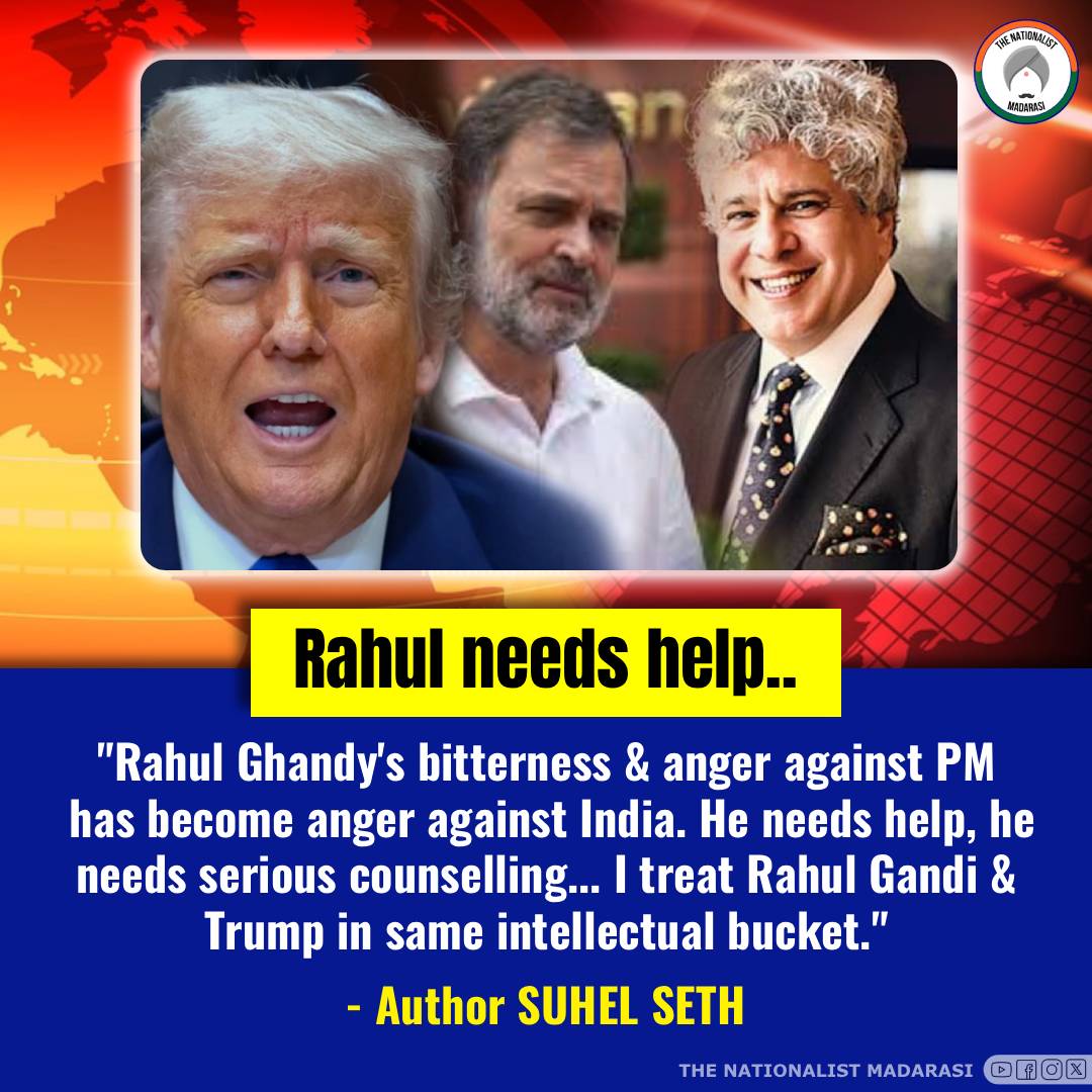 TheMadarasi's tweet image. Rahul Ghandy's bitterness & anger against PM
has become anger against India. @Suhelseth
#suhelseth #RahulGandhi #DonaldTrump #NarendraModi