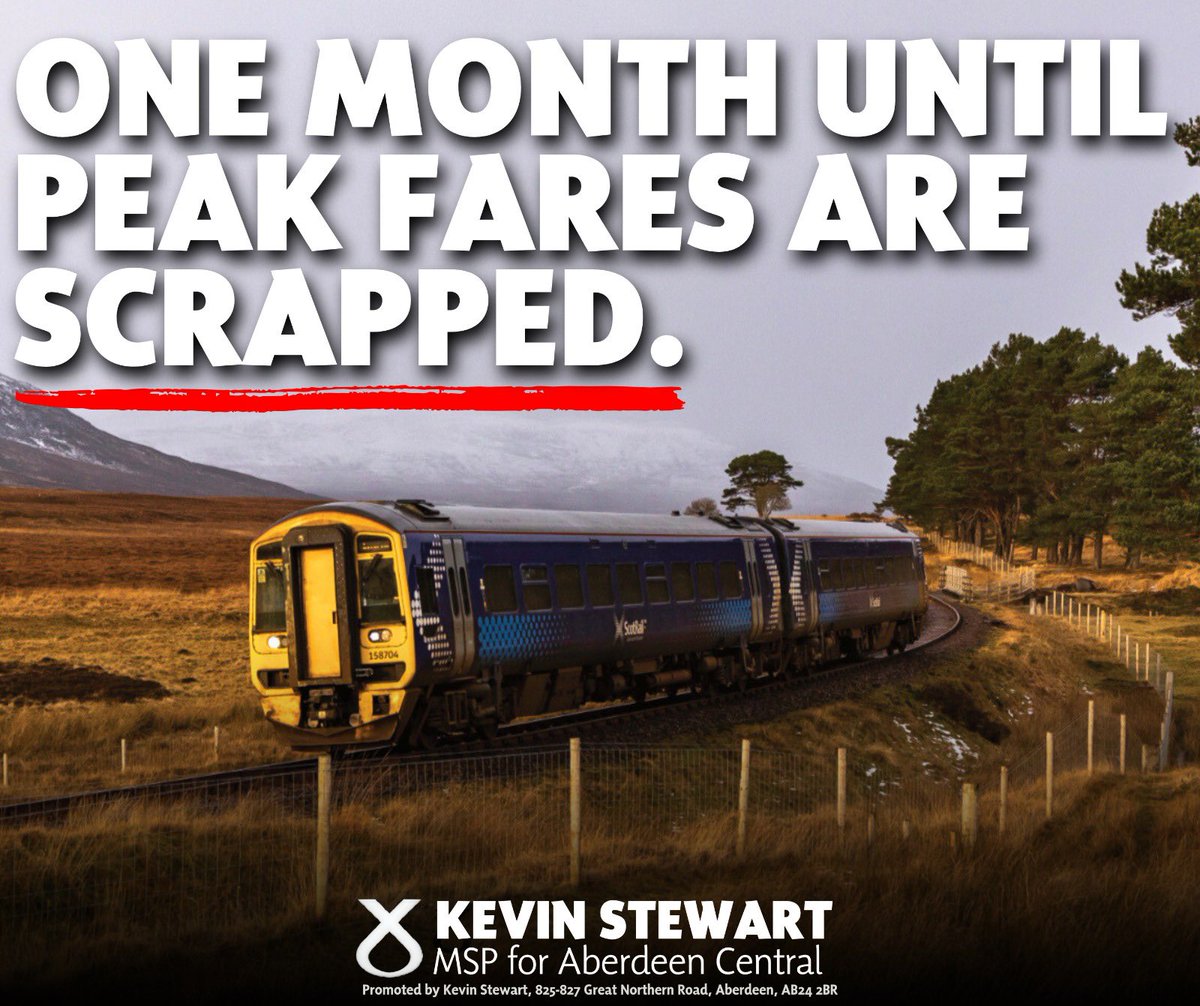 Good news - peak time journey fares such as an Aberdeen to Glasgow return will be reduced by over £20 from 1st September thanks to your SNP government.