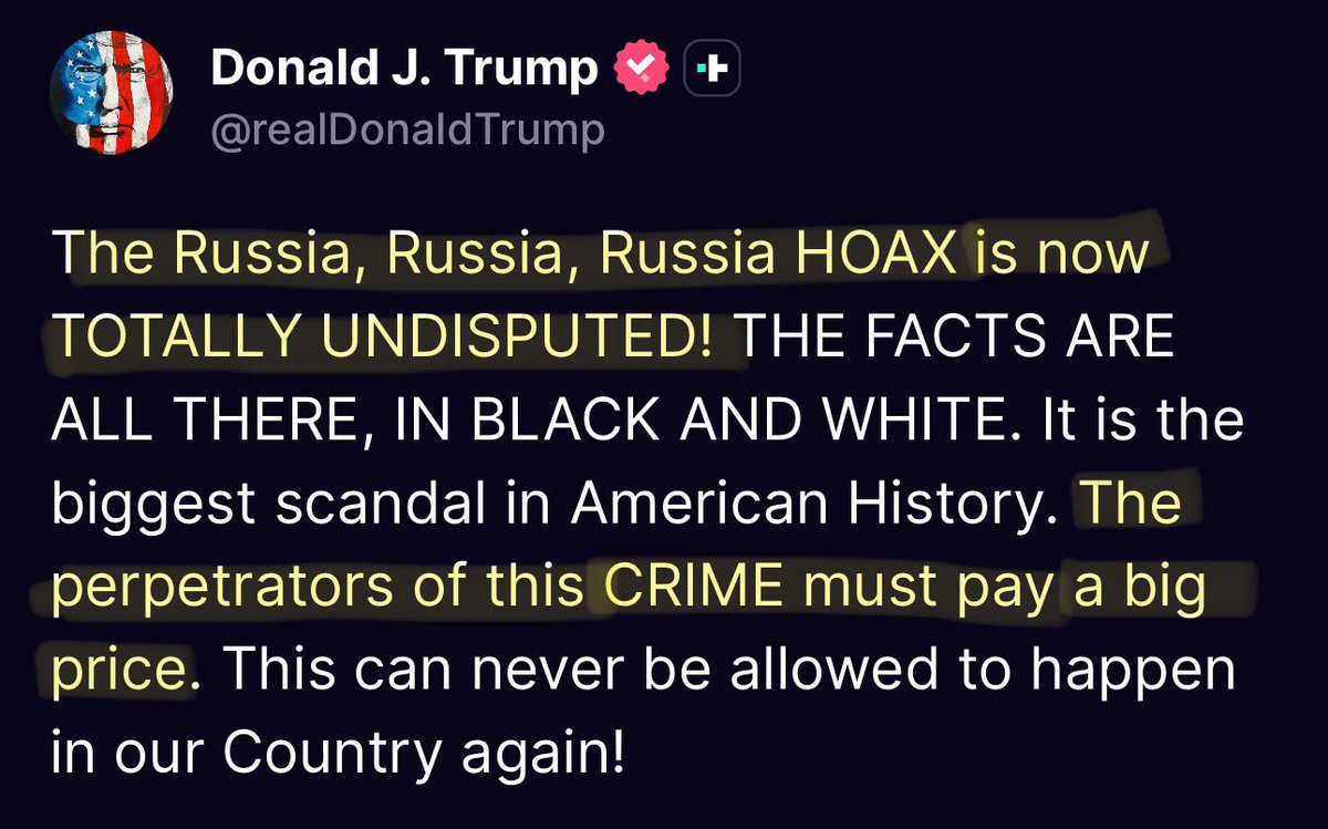 “The perpetrators of this CRIME must pay a big price.”

Treason doesn’t pay well in the end. 

Accountability is coming!