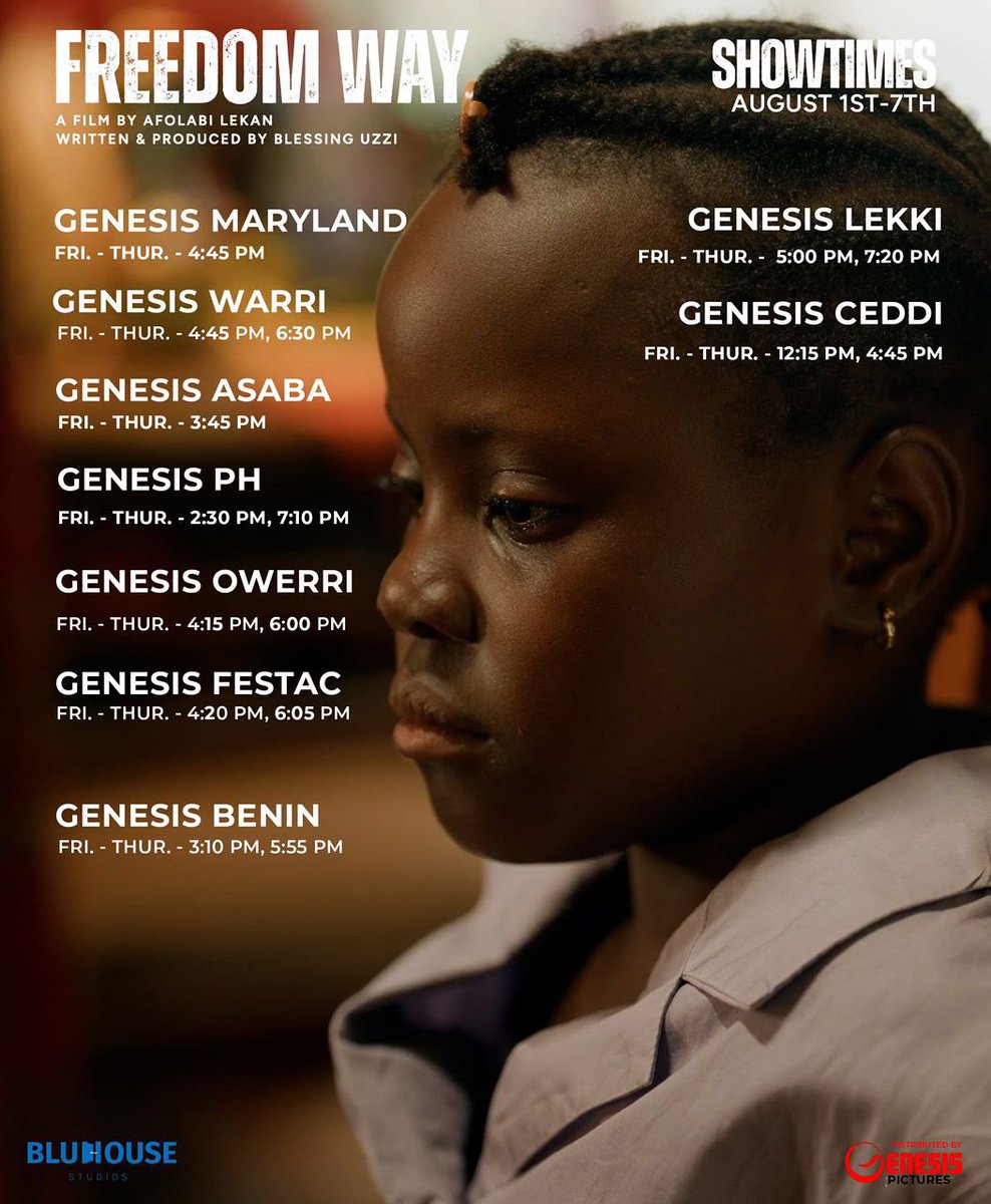 Our new cinema showing times are out. Go see this film, and take a friend with you cos you're gonna need a hug when you get ushered into your feelings. Na FREEDOM WAY ways be that.